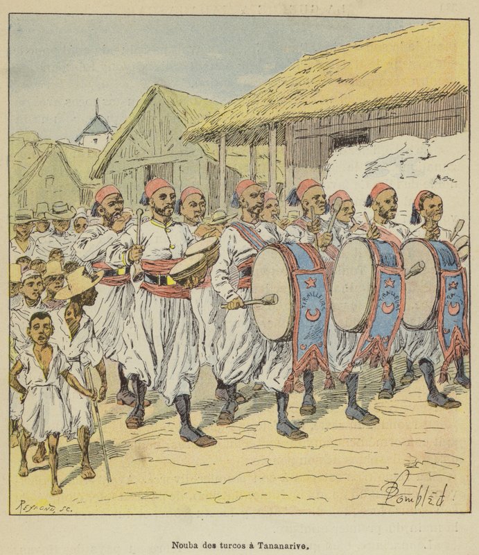 Nouba de los turcos en Tananarive de after Louis Charles Bombled