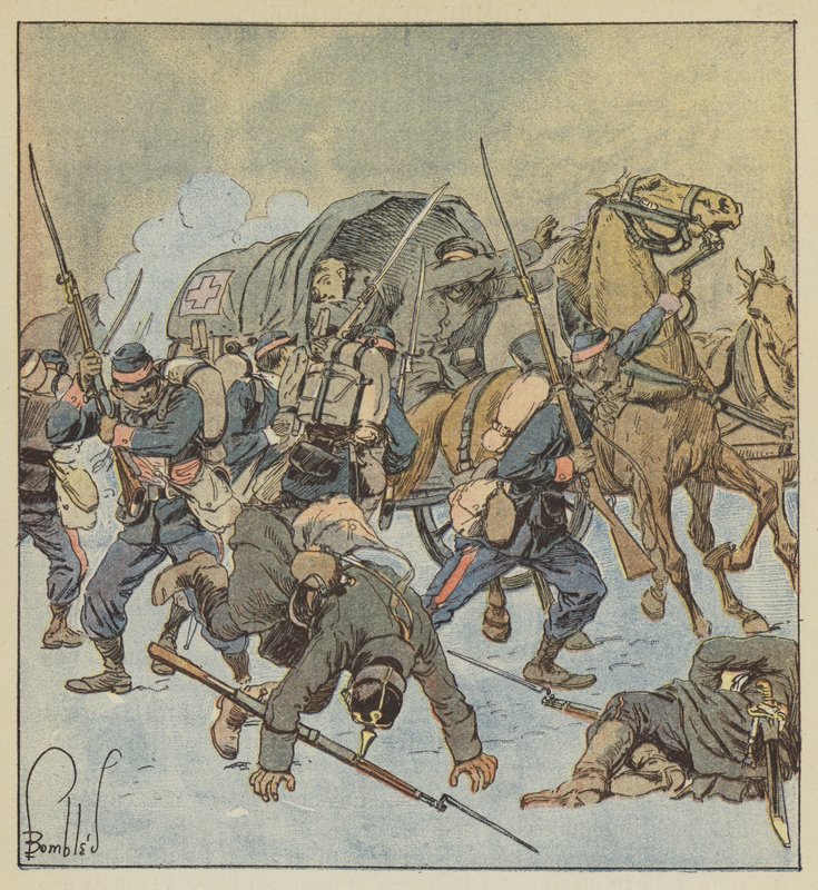 Captura de una ambulancia prusiana por una compañía del 43º de marcha de after Louis Charles Bombled