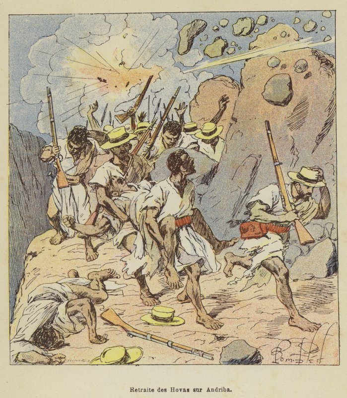Retirada de los Hovas en Andriba de after Louis Charles Bombled