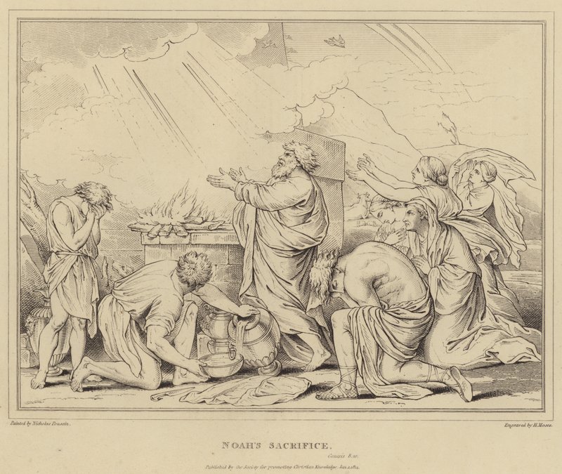 El sacrificio de Noé, Génesis de after Nicolas Poussin