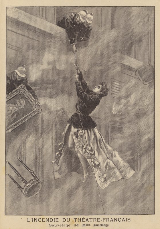 Incendio en el Théâtre-Français, París de after Oswaldo Tofani