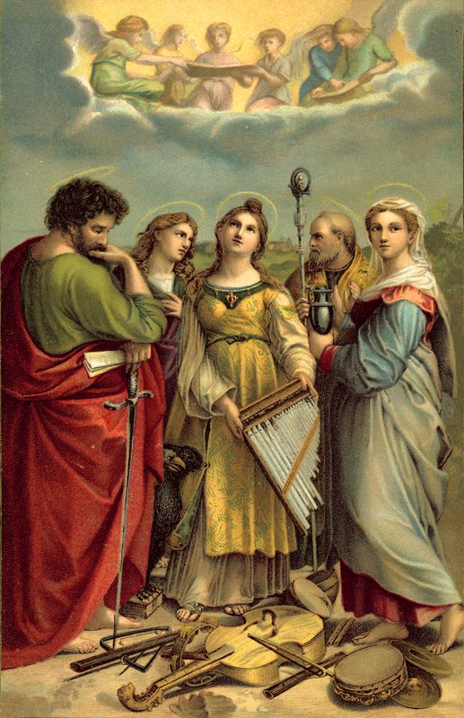 Santa Cecilia (cromolitografía) de after Raphael