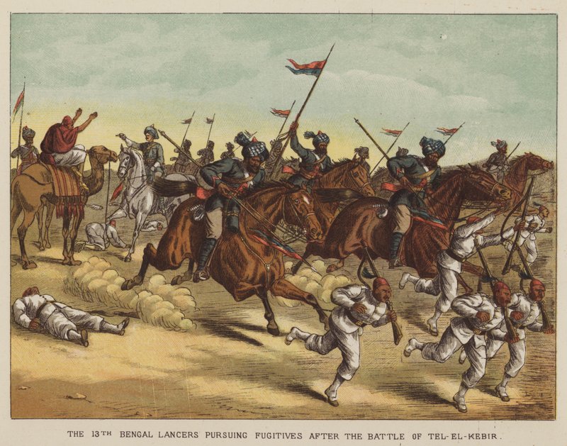 Los lanceros de Bengala persiguiendo fugitivos después de la Batalla de Tel-El-Kebir de after Richard Simkin