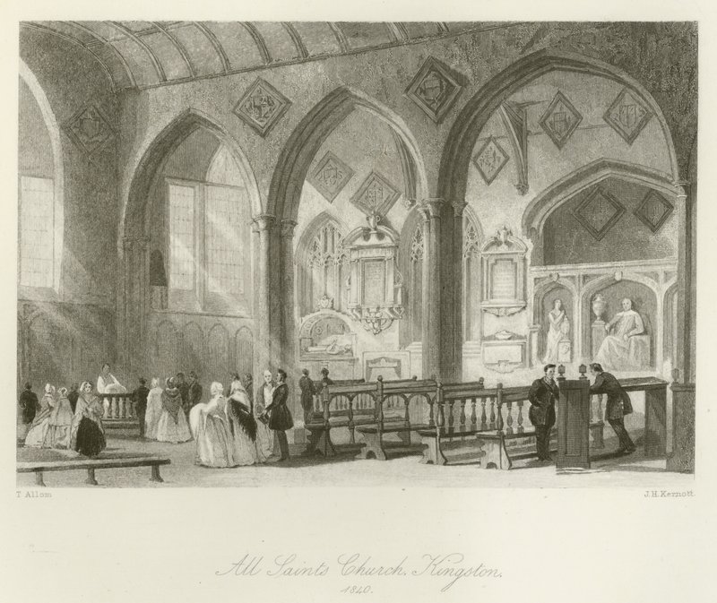 Iglesia de Todos los Santos, Kingston, 1840 de after Thomas Allom