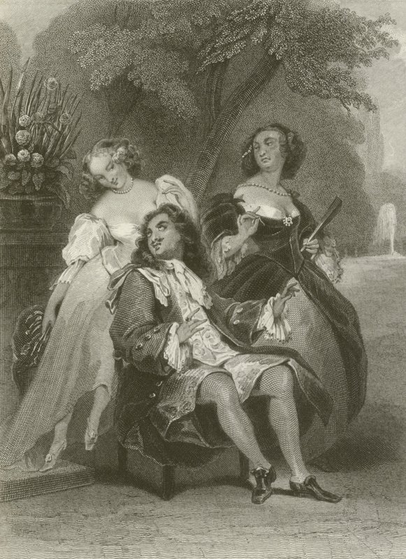 El hombre entre dos edades y sus dos amantes de after Tony Johannot