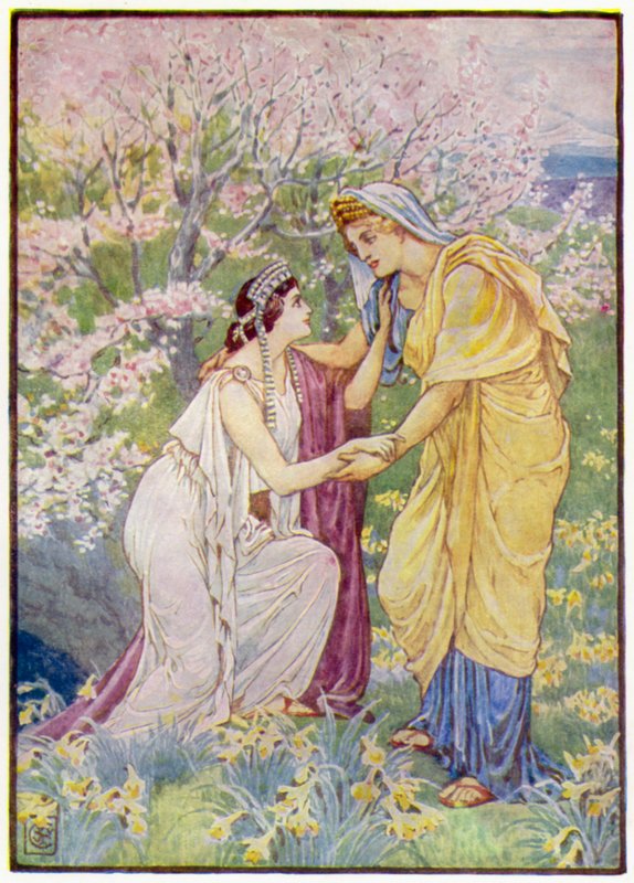 Deméter se regocijó, porque su hija estaba a su lado de after Walter Crane