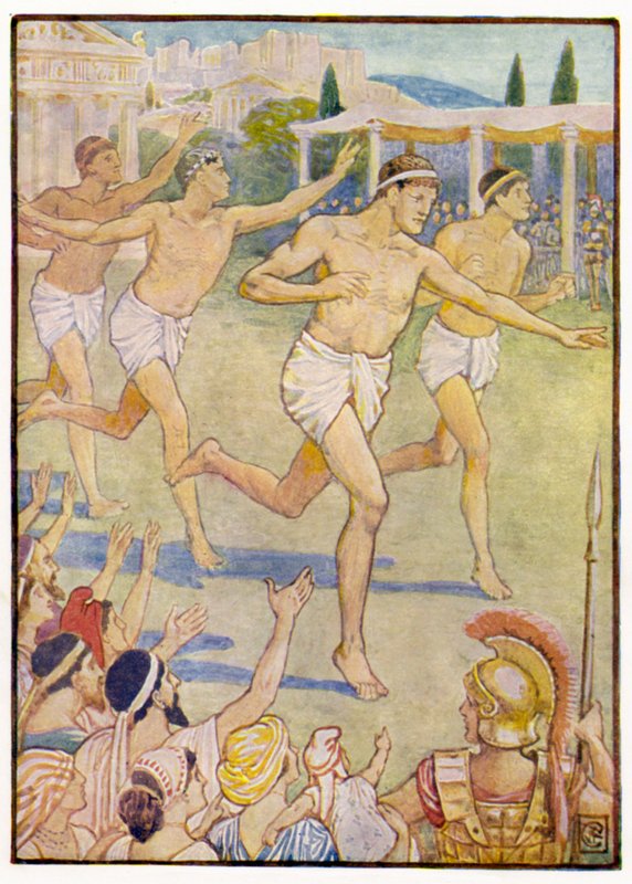 En los primeros tiempos, una simple carrera a pie era el único evento de after Walter Crane