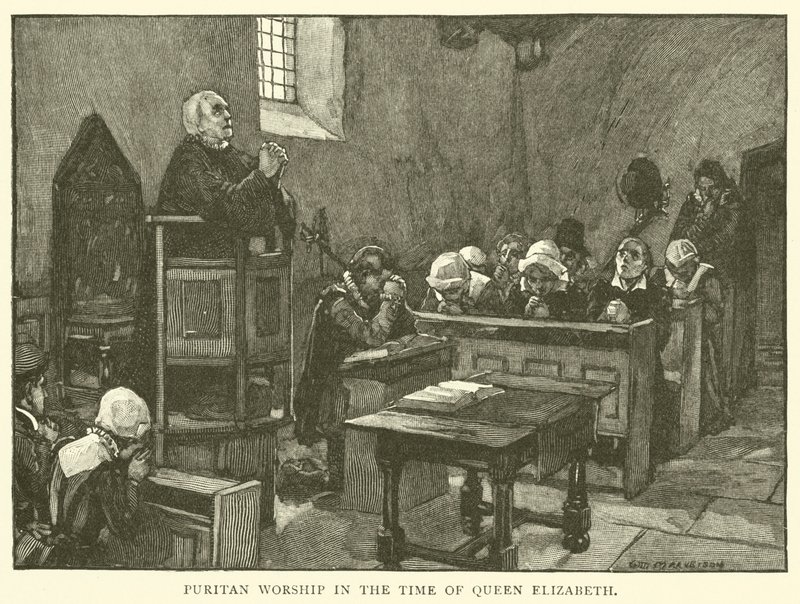 Culto puritano en la época de la Reina Isabel de after William Henry Margetson