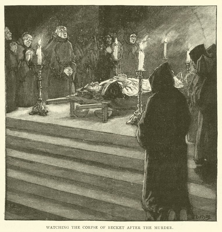 Vigilando el cadáver de Becket después del asesinato de after William Henry Margetson