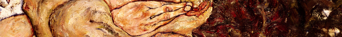 El abrazo, 1917 (Egon Schiele), Detail: Umklammernde Hand am Rücken