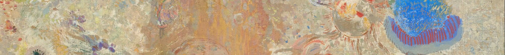 El Buda (Odilon Redon), Detail: Blaue und grüne Blüten