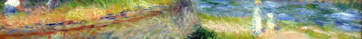 Castaño en flor (Pierre-Auguste Renoir), Detail: Spaziergänger am Fluss
