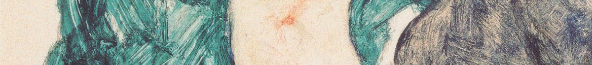 Mujer sentada con la rodilla levantada (Egon Schiele), Detail: Grünes Kleid und Schulter