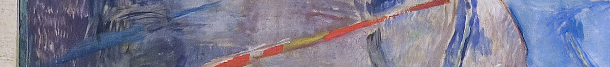 El sol (Edvard Munch), Detail: Blaue Felsküste links