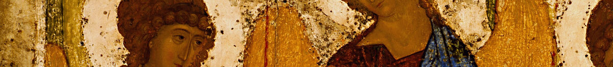 Santísima Trinidad (Troitsa) (Andrei Rublev), Detail: Linker Engel mit Nimbus