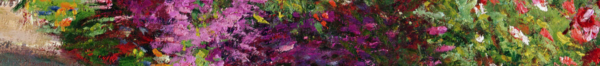Un sendero en el jardín de Monet, Giverny, 1902 (Claude Monet), Detail: Rosa Blütenrand rechts