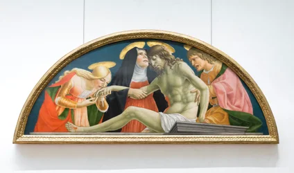Santa María Magdalena, la virgen María y san Juan evangelista llorando a Cristo muerto