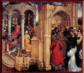 El matrimonio de la Virgen. Pintura sobre madera de Robert Campin conocido como el Maestro de Flemalle (1375-1444) Siglo XV. Madrid, Museo del Prado