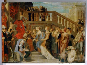 Ester conducida ante el rey Asuero ... (pintura sobre lienzo)
