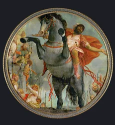 Marco Curcio sacrifica su vida (pintura sobre lienzo)