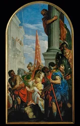 "Martirio de los santos Primado y Feliciano", hacia 297 d.C. bajo el emperador Diocleciano (pintura sobre lienzo)
