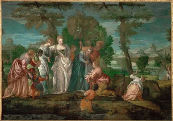 Moisés salvado de las aguas ... (pintura sobre lienzo)