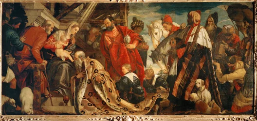 La Adoración de los Reyes Magos (pintura sobre lienzo)
