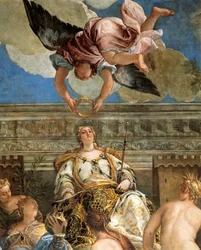 La Apoteosis de Venecia de Paolo Veronese (1528-1588), fresco, detalle, Sala del Maggior Consiglio (Sala del Gran Consejo), Palacio Ducal, Venecia