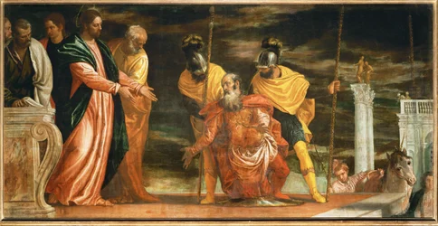 El centurión de Cafarnaún que suplica a Jesús que cure a su siervo paralítico (pintura sobre lienzo)