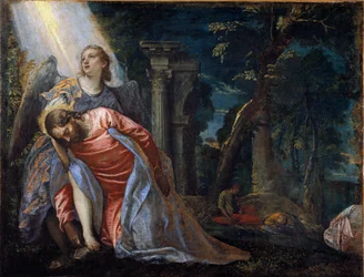 Cristo en el jardín sostenido por un ángel. Pintura de Paolo Caliari, llamado Paolo Veronese (1528-1588)