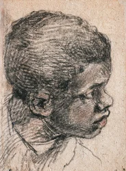 Cabeza de un muchacho negro, Paolo Caliari conocido como Veronés (1528-1588), dibujo