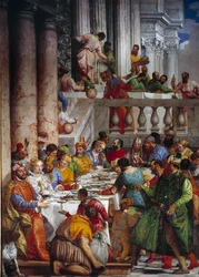 Las bodas de Caná, detalle: El banquete de los príncipes. Fresco de Paolo Veronese (1528-1588), Ec. Fri.