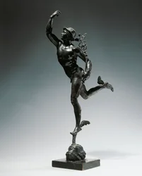 Italia, Milán, región de Toscana, estatuilla de bronce de Mercurio Volador
