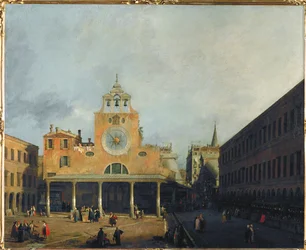 La plaza de San Giacomo di Rialto, Venecia (pintura sobre lienzo)