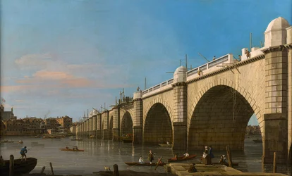 Londres, Puente de Westminster en construcción, visto desde el sureste