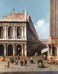 Venecia, la Piazza S. Marco, mirando al oeste desde el extremo norte de la Piazzetta, c.1740