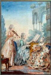 Las tres hijas del compositor Joseph Nicolas Pancrace Royer interpretando la partitura del ballet Zaide