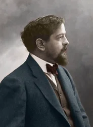 Compositor francés Claude Debussy - Retrato del compositor francés Claude Debussy 1908 - foto Nadar - coloración digital
