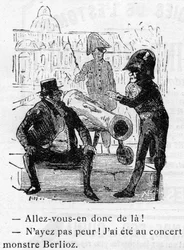 Caricatura sobre la obra de Hector Berlioz diseñada por Nadar en 1856 para el Journal pour rire
