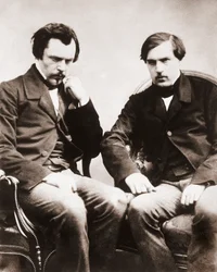 Los hermanos Edmond de Goncourt (1822-1896) y Jules de Goncourt (1830-1870) críticos literarios y escritores franceses, foto de Gaspard Felix Tournachon dit Felix Nadar (1820-1910) circa 1855