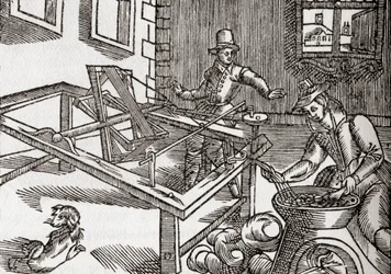 Enrollado de seda, facsímil de una imagen en "Virginia Truly Valued" de Edward William, 1650, de 