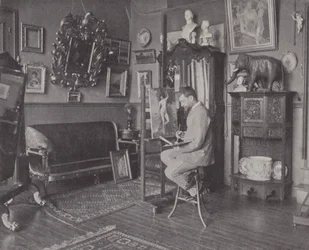 Pintor francés Henri Gervex en su estudio