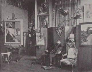 El pintor francés Pascal Dagnan-Bouveret en su estudio