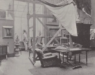 Pintor francés Paul-Albert Besnard en su estudio