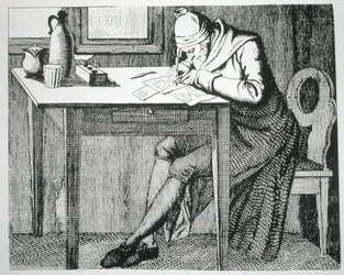 Gaspard Lavater (1741-1801) en su estudio, copia de una ilustración de su 