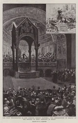La Primera Representación del Oratorio de Don Lorenzo Perosi, "La Resurrección de Cristo," en la Basílica de San Ambrosio en Milán (litografía)