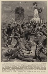 Los Disturbios en Roma, Luchando contra la Multitud en la Piazza Navona