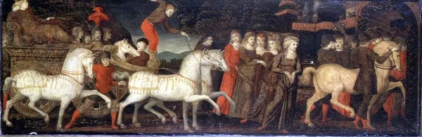 Procesión triunfal - panel de cassone