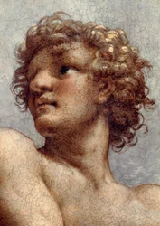 Visión de San Juan Evangelista en Patmos, Ascensión de Cristo entre los Apóstoles, o Cristo en la Gloria de Antonio Allegri, conocido como Correggio (1489-ca 1534), fresco, 966x888 cm de diámetro en la base, detalle, Iglesia de San Juan Evangelista, cúpula