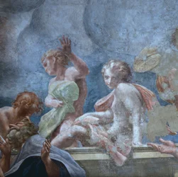 Adolescente, por Antonio Allegri Da Correggio, fresco, Cúpula de la Catedral de Parma, Italia